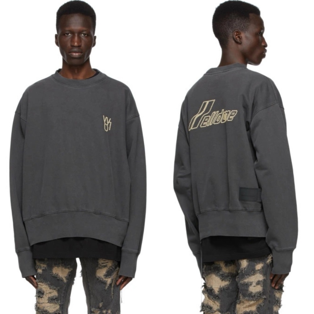 We11done Grey Pearl Logo Sweatshirt